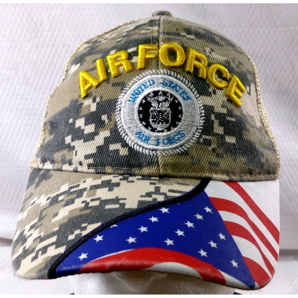 United States Air Force Camo & American Flag Trucker Cap